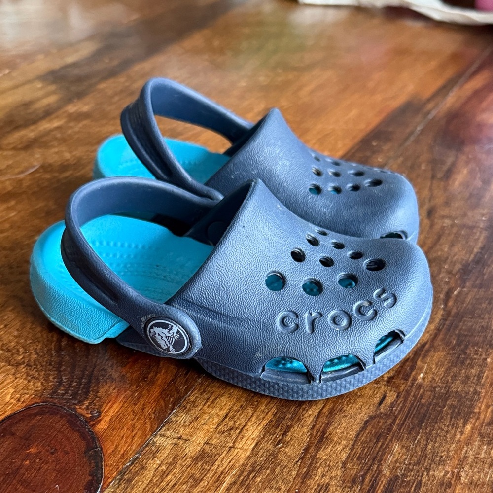 CROCS Kids' Black and Teal Clogs